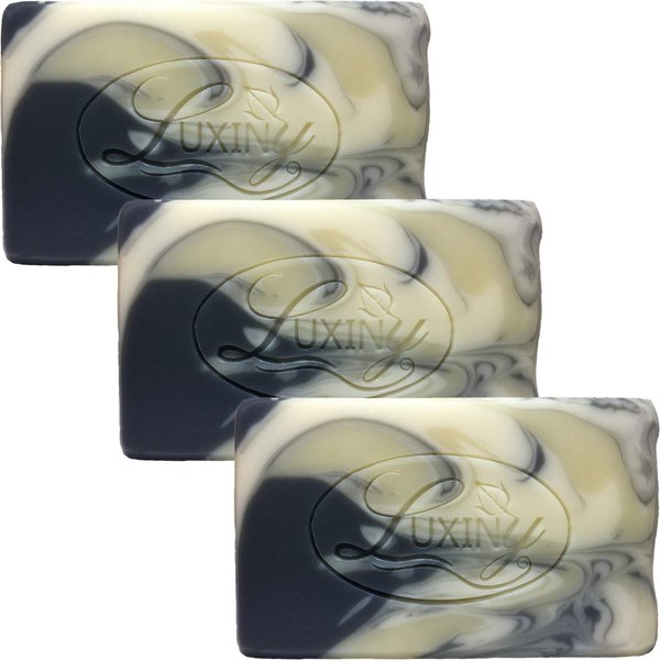 Natural Soap Bar, Luxiny Eucalyptus Spearmint Handmade Body Soap and Bath Soap Bar is a Palm Oil Free Vegan Castile Soap with Essential Oils & Charcoal for All Skin Types especially oily skin (3 Pack)