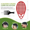 KOUPA Silicone Curly Hair Brush with Pick Comb, One Piece Twist Curl Comb for Afro Curls, Washable Hair Tool for Men Women, Red