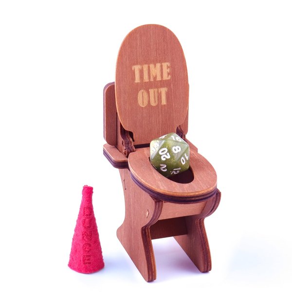 DND Dice Jail, Dice Chair of Shame with Dunce Hat, DND Accessories for Dungeons and Dragons, DND Gift for Fans of Tabletop Games, Time Out Chair for RPG Game, Fits Die Size D4-D20