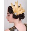 Rumtock Champagne Fascinator Feather Flapper Acessories 1920S Party Jewelry Handmade Hair Accessories with Crystal Beads Hair Clip Jewelry