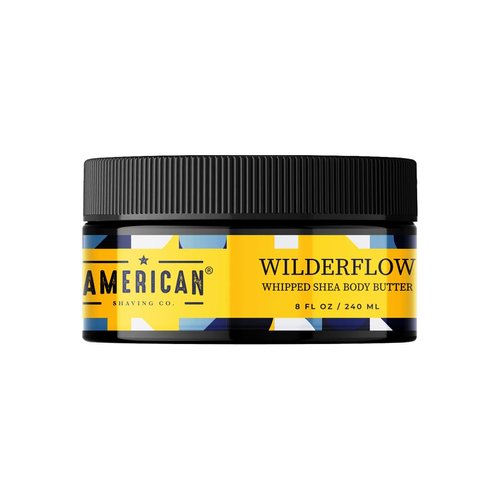 American Shaving Co. WilderFlow Whipped Shea Body Butter 8 Oz, Made in USA, Gentle Formula, Quality Potent Ingredients, Non-GMO, GMP Certified, Cruelty-Free Products
