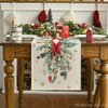 Artoid Mode Red Nutcracker Floral Holly Christmas Table Runner, Seasonal Winter Kitchen Dining Table Decoration for Home Party Decor 13x72 Inch