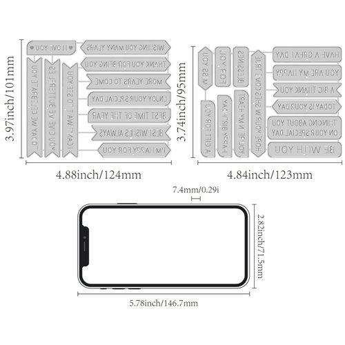 INFUNLY 24pcs Words Cutting Dies Happy Birthday Words Metal Die Cuts Dialog Frame Cutting Dies Best Wishes Inspirational Word Embossing Stencils for Card Making Birthday Party DIY Craft Scrapbooking