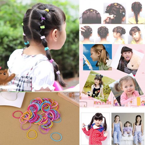 Coobbar 100pcs Women Elastic Hair Ties Band Ropes Ring Ponytail Holder (Black)