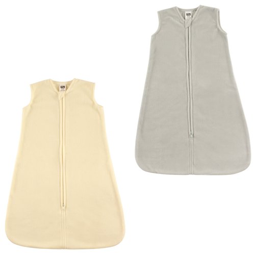Hudson Baby Safe Sleep Fleece Wearable Sleeping Bag, Gray and Cream, 6-12 Months