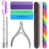 Manicure Nail File Kit-3Pcs Double Sided Nail File, Rectangular Nail Buffer, 4 Step Buffing Block, 3Pcs Cuticle Clipper & Pusher, and Nail Brush, Complete Nail Kit with Buffer for Salon Nail Art