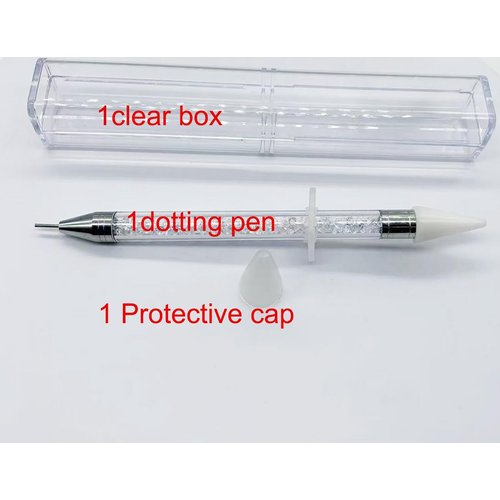ZXUY Dual Ended Nail Rhinestones Picker Dotting Tools Nail Art Design Dotting Pen,DIY Nail Art Decoration Wax Tip Pencil for Gems Crystals Studs Beads (White)