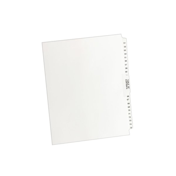 Avery Style Legal Exhibit Side Tab Dividers, 26 tabs, 51-75, Letter Size, White, Unpunched, one Set of 26 dividers (11396)