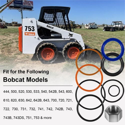Replacement Skid Steer Lift Hydraulic Cylinder Seal Kit Fit for Bobcat 444 500 610 642 643 742 743 753 & More Replaces OEM 6803329, 7137769