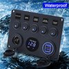Geloo 5 Gang Marine Switch Panel Waterproof, Boat Rocker Switch Panel, 12V Switch Panel, Aluminum Toggle Switches Panel for Car RV Truck with Breaker 4.2A USB Charger Port Digital Voltmeter (Blue)