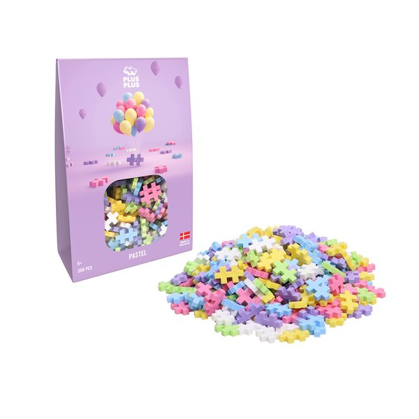 PLUS PLUS - Open Play Set - 300 Piece - Pastel Color Mix, Construction Building Stem Toy, Interlocking Mini Puzzle Blocks for Kids
