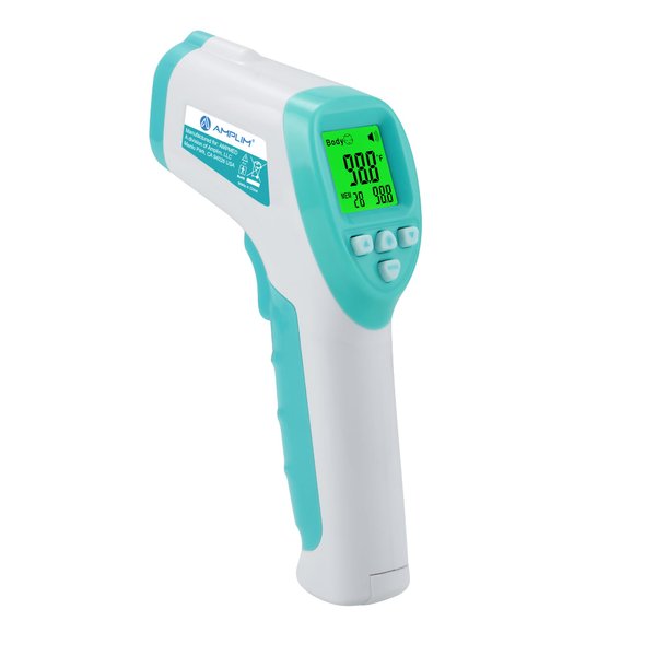 Amplim Forehead Thermometer for Adults, Kids, and Infants: No-Touch Digital Baby Thermometer, Temporal Touchless Medical Grade Newborn Thermometer, Registry Must Have for Body Fever Temperatures, Blue