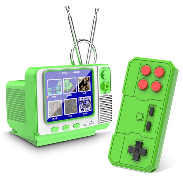 Handheld Games for Kids Aldults - GV300S 168 Classic Retro Video Game- 3.0 Inch Screen Electronic Mini TV Style Support for Connecting TV and Two Players (Green)