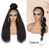 Guree Hair 26 Inch Kinky Straight Headband Wigs for Black Women Long Yaki Straight Wig with Hair Band Wear And Go Glueless Wig None Lace Front Synthetic Wig For Daily Party Use