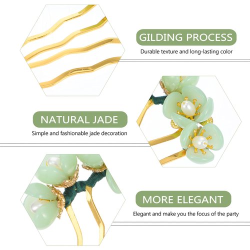 Beaupretty Jade Flower Hair Pins Women Girls Hair Stick Chinese Retro Chignon Pin Hair Chopsticks Hair Styling Hair Making Accessories for Hanfu Costume(Green)