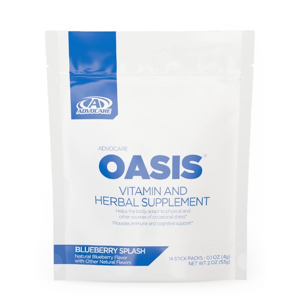 AdvoCare Oasis Vitamin & Herbal Supplement - for Immune & Cognitive Support - Quality Drink Mix Packets - Powdered Drink Mix Packets - Water Drink Mix Packets - Blueberry Splash - 14 Stick Packs