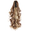 MAYSA Wavy Long Ponytail Extension,20in Wavy Curly Claw Clip in Ponytail Hair Extensions, Clip in Ponytail Synthetic Hairpiece for Women #12H24 Auburn Brown & Blonde