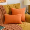 MIULEE Pack of 2 Orange Pillow Covers 18x18 Inch Soft Boho Striped Corduroy Throw Pillow Covers Set Decorative Square Cushion Cases Pillowcases for Sofa Bedroom Couch