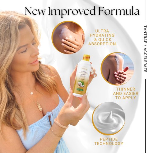 Peptide Tanning Accelerator Lotion (200 Ml) - Melanin Activating Peptides, Enriched With Aloe Vera, Lauric Acid And Vitamin E - Effective In Sunbeds & Outdoor Sun. SPF0 - Tantrap Tan Enhancer.