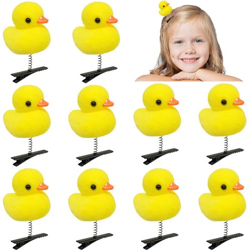 10 Pcs Duck Hair Clips, Yellow Duck Hair Clips for Adults and Children Kawaii Cartoon Duck Hair Accessories for School Home Party Props