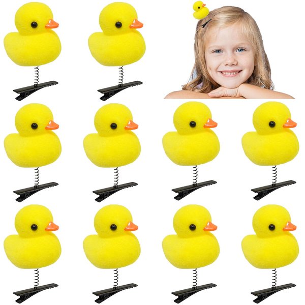 10 Pcs Duck Hair Clips, Yellow Duck Hair Clips for Adults and Children Kawaii Cartoon Duck Hair Accessories for School Home Party Props