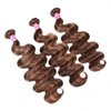 UNice Honey Blonde Highlight Body Wave Human Hair Weave 1 bundle 18 inch, Brazilian Remy Hair Dark Root Ombre Blonde Human Hair Extensions for Sew In TL412 Color