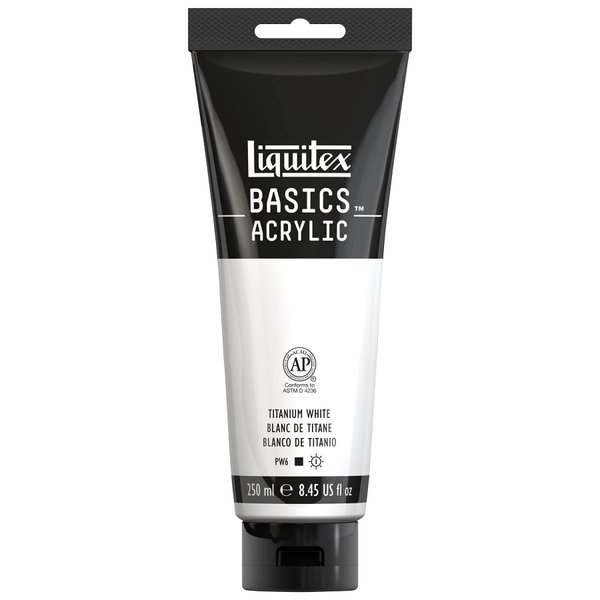 Liquitex BASICS Acrylic Paint, 250ml Tube, Titanium White, 8.45 Fl Oz (Pack of 1)