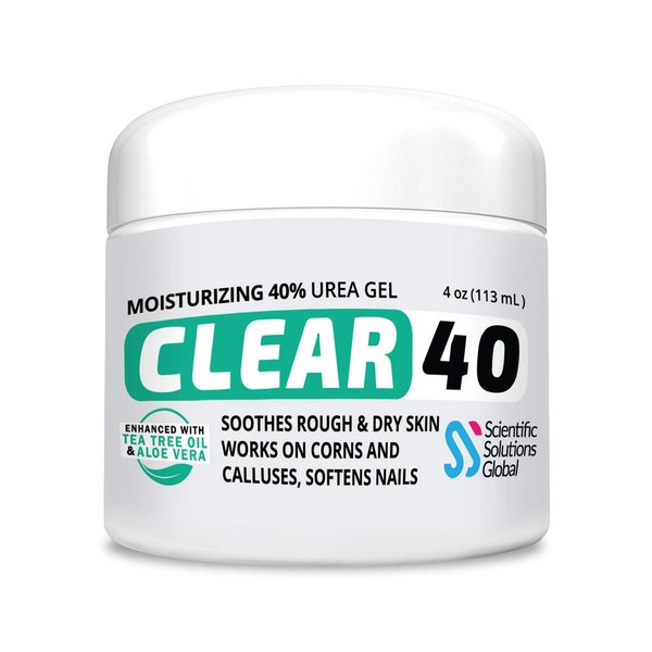 CLEAR 40 Urea Cream 40 Percent for Feet Maximum Strength (4oz) | Softens Cracked Heels & Dry Skin Urea Cream 40 Percent - Tea Tree & Coconut Oil | Urea Cream for Callus & Corn Treatment | Made in USA