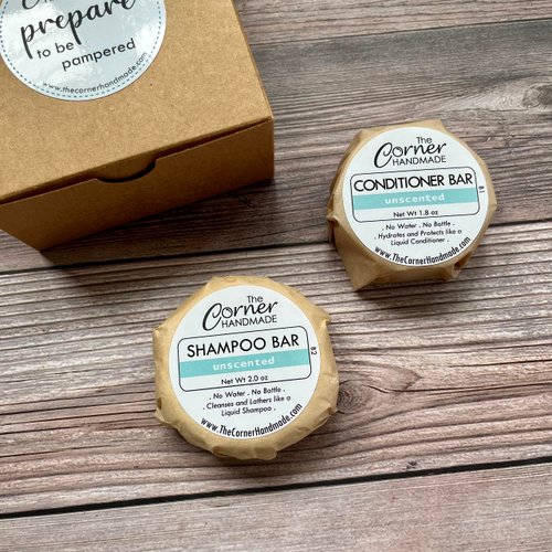 Shampoo and Conditioner Bar Gift Box for All Hair Types, Eco Friendly and Sustainable, Unscented