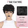 Fancy Hair Human Hair Wig Short Pixie Cut Wigs Black Slight Wavy Brazilian Virgin Human Hair Wigs Layered Cut Wigs for Black Women