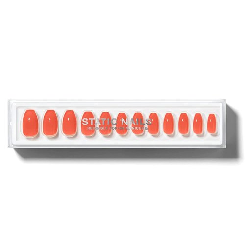 Static Nails Reusable Pop-On Manicure Set, Non-Damaging Glue-On Nails (Sunset Somewhere Coffin) - False Nails with Static Nail Glue, Nail Set, Fake Acrylic Press On Nails