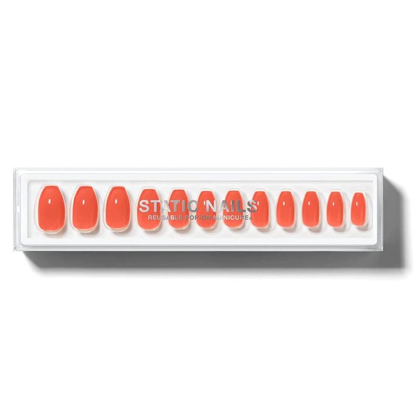 Static Nails Reusable Pop-On Manicure Set, Non-Damaging Glue-On Nails (Sunset Somewhere Coffin) - False Nails with Static Nail Glue, Nail Set, Fake Acrylic Press On Nails