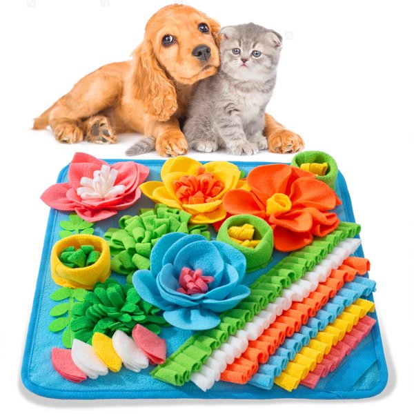 Oliumt Snuffle Mat for Dogs, Sniff Mat Slow Feeding Mat for Small Pets Cats, Rabbits - Help Stress Relief and Training - Stimulate Your Pet's Foraging Skills! (Blue)