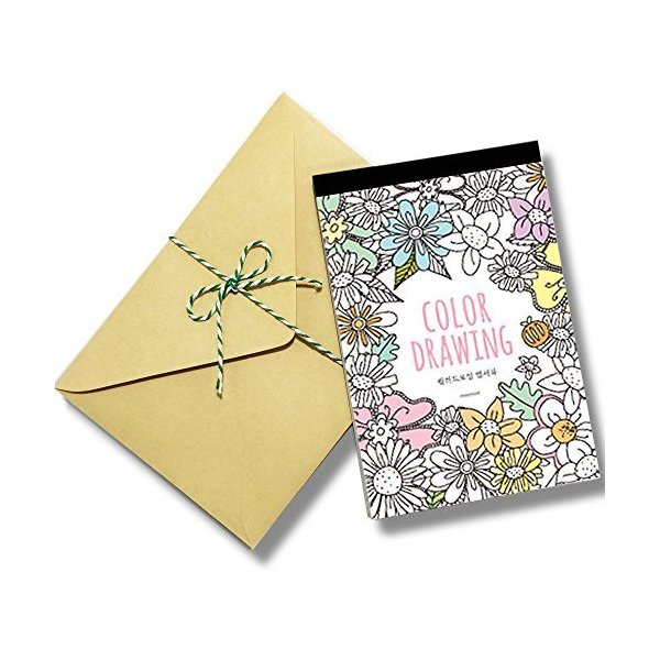 Stress Relieving Adult Coloring Books Color Therapy Stationery Cards Set, All Different 32 Coloring Postcards Including 10 Brown Kraft Envelopes Set, Greeting Note Cards and Envelopes Kit