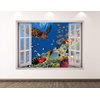 Aquarium Wall Decal Art Decor 3D Window Turtle Sticker Mural Kids Room Custom Gift BL143 (22"W x 16"H)