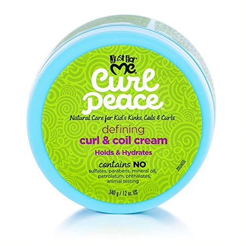 Just For Me Curl Peace Defining Curl & Coil Cream - Holds & Hydrates, Contains Flaxseed, Avocado Oil & Black Castor Oil, No Animal Testing, 12 oz