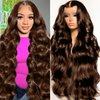 13x6 Chocolate Brown Lace Front Wig Body Wave Wigs Human Hair 200% Density Hd Transparent Front Wigs Human Hair Pre Plucked with Baby Hair Brown Colored Wigs for Women Human Hair Wigs 28 Inch