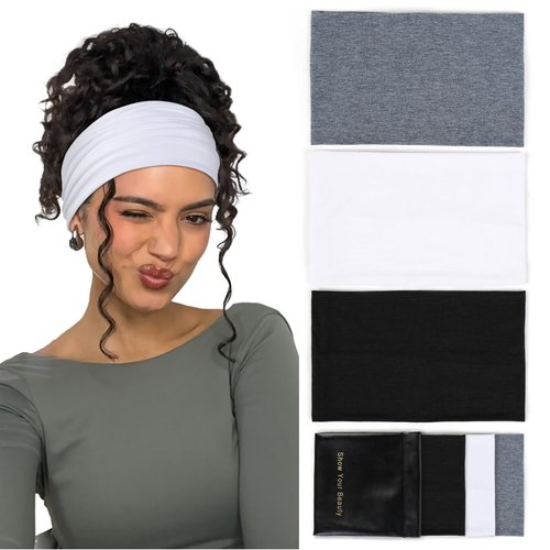 Huachi Wide Headbands for Women Non Slip Thick Womens Headbands Boho Elastic Hair Bands for Women's Hair Stretchy Sweat Headband for Workout Running Working