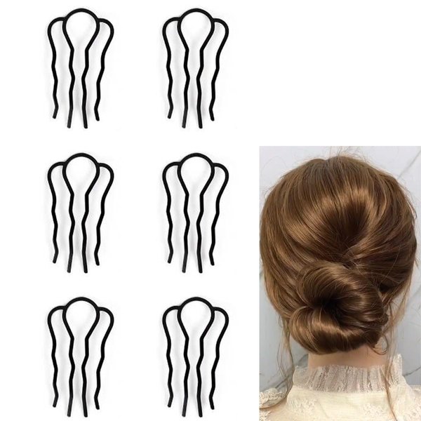 6 Piece Metal Hair Fork Clip Hair Side Combs Hair Pins Buns Updo U-Shape Hair Fork Clip French Twist Hair Styling Tool Accessories for Women and Girls Christmas
