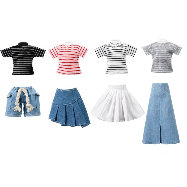 Bencailor 8 Pieces Christmas Doll Clothes 11.5 Inch Elf Doll Accessories Elf Sweaters Denim Pant Regular Outfit Clothing(Shirt)