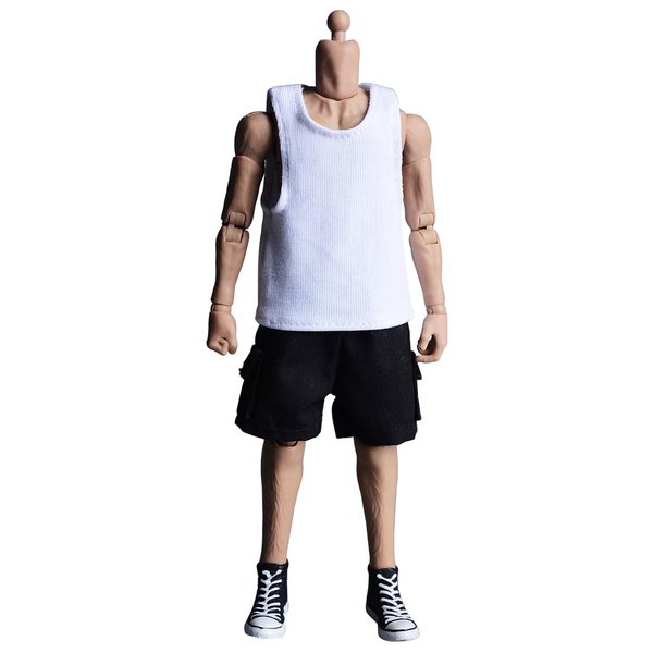 Meetoget 1/12 Scale Male Figure Doll Clothes Daily Sports singlet Action Figure Relax PU002US,white