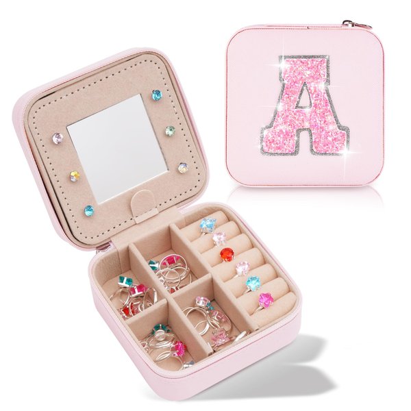 Uygafly Christmas Gifts for Girls 3 4 5 6 7 8 9 10 11 12 13 14 Year Old,Stocking Stuffers for Teens Kids Daughter Sister Birthday Gifts for Women - Travel Jewelry Case Small Box Cute Stuff | Pink,A