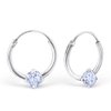 925 Sterling Silver Single Lavender CZ on Small 1/2" 0.5 inch 12mm Endless Hoop Earrings 23463
