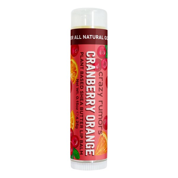 Crazy Rumors Cranberry Orange Lip Balm. 100% Natural, Vegan, Plant-Based, Made in USA (1-Pack)
