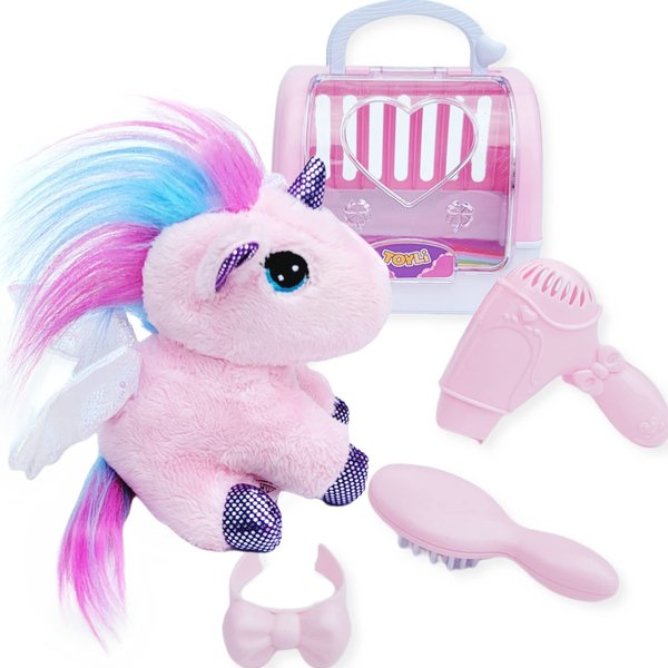 TOYLI Plush Unicorn with Carrier Cage 5 Piece Toy Set, Stuffed Animal for Girls, Stuffed Unicorn for Girls, Unicorn Gift, Unicorn Stuffy