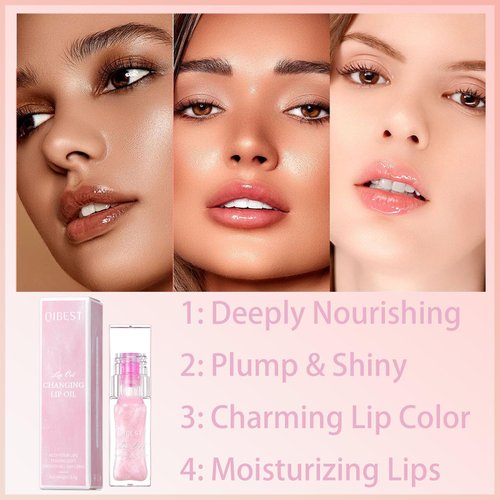 TIRDET Magic Color Changing Lip Oil, Lip Oil Color Changing, Warm Change Hydrating Lip Gloss, Color Changing Lip Gloss, Magic Big Brush Color Changing Lip Oil, Lip Changing Oil Long Lasting Shimmery