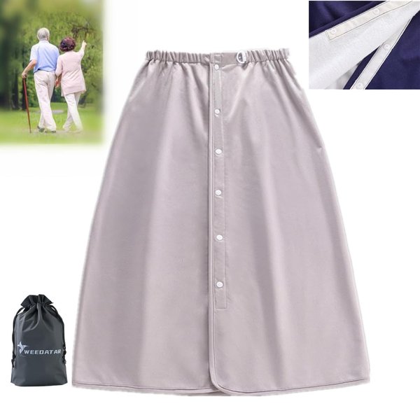 WEEOATAR Full Open Adult Diaper Skirt,Waterproof Incontinence Mattress,Reusable Uroclepsia Diaper,Incontinence Bed Pads Urinary Diaper with Snaps for Adults,Elderly,Children(Grey,XL)