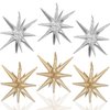 6 Pcs Star Foil Balloons One-Piece 14-Pointed Star Balloons 4D Starburst Cone Mylar Balloons 22inch Christmas Birthday Wedding Wedding Anniversary Party Supplies(Silver + Caramel Colour)