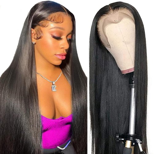 Ice Pear 250% Density 28 Inch 13x6 Lace Front Wigs Human Hair Pre Plucked Straight HD Transparent Lace Front Wigs Human Hair Glueless Frontal Wigs Human Hair for Black Women with Baby Hair