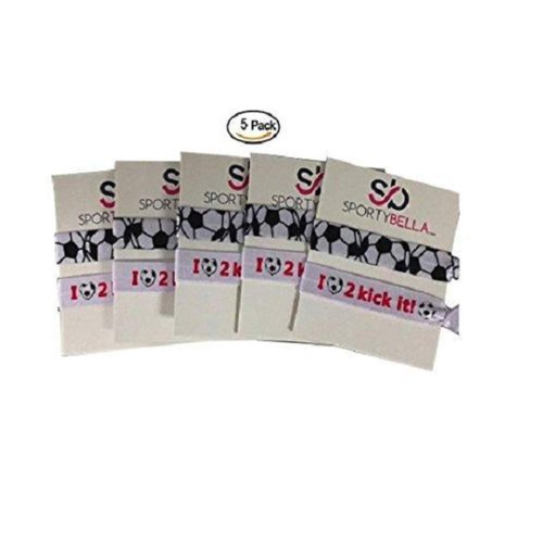 Infinity Collection Soccer Hair Accessories, 5 Sets of Soccer Hair Ties, No Crease Soccer Hair Elastics Sets for Soccer Teams & Soccer Party Favors